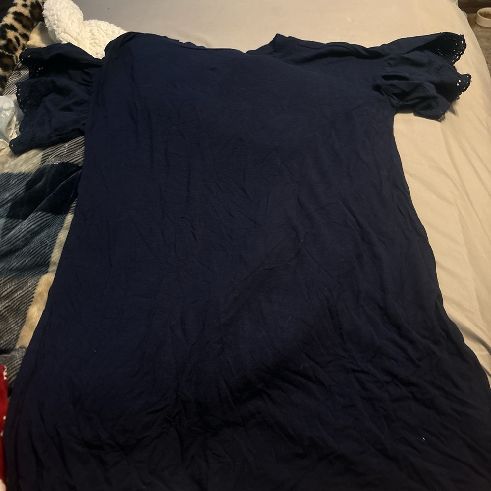 Navy Blue Short Sleeve Dress